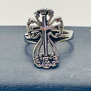 Silver Tone Filigree Ornate Cross Ring. Celtic. Size 7 1/2